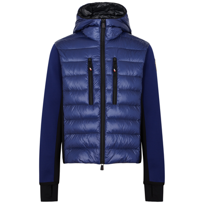 Shop Moncler Après-ski Knitted And Quilted Shell Jacket In Blue