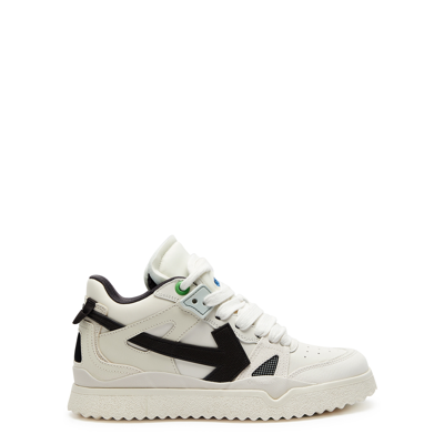 Shop Off-white Sponge Panelled Leather Mid-top Sneakers In White And Black