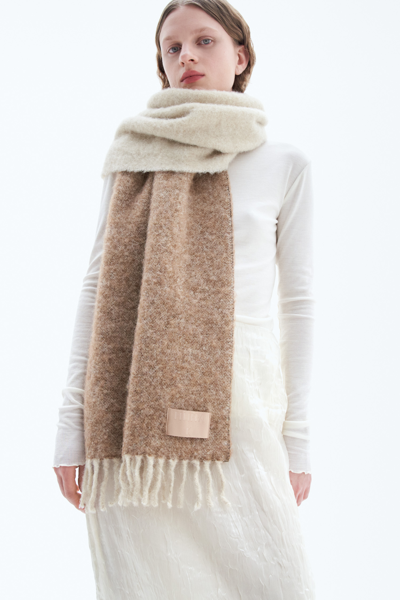 Filippa K Boucle Colour Block Scarf In Beige