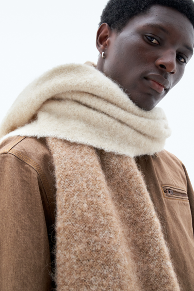 Filippa K Boucle Colour Block Scarf In Beige