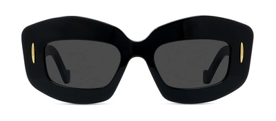 Shop Loewe Chunky Anagram Lw 40114i 01a Geometric Sunglasses In Grey