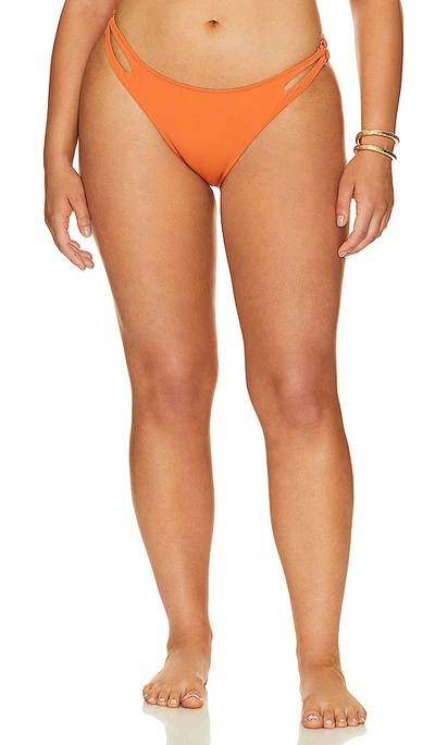 Shop Yevrah Swim Ibiza Wrap Bikini Bottom In Burnt Orange