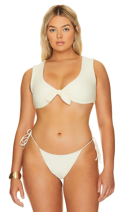 Shop Yevrah Swim Santorini T Shirt Bikini Top In Cream