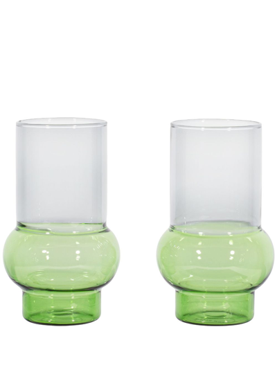 Tom Dixon Bump Tall Glasses (set Of Two) In Green