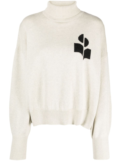 Shop Marant Etoile Grey Nash Logo-intarsia Sweater