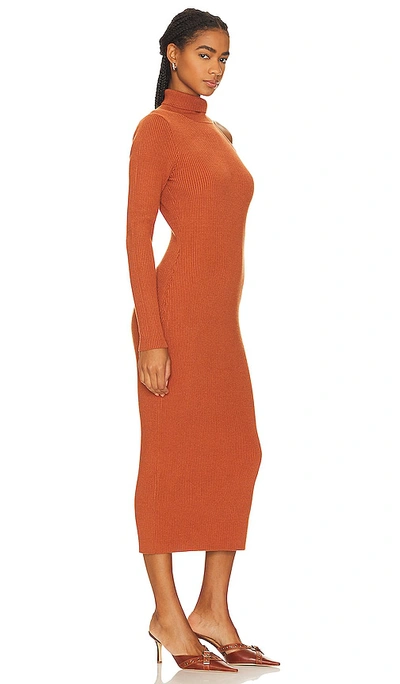 Shop Bardot Asymmetric Sleeve Knit Dress In Rust