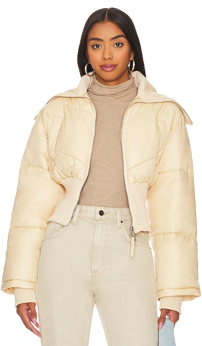 Shop L'academie Rylee Cropped Puffer In Cream