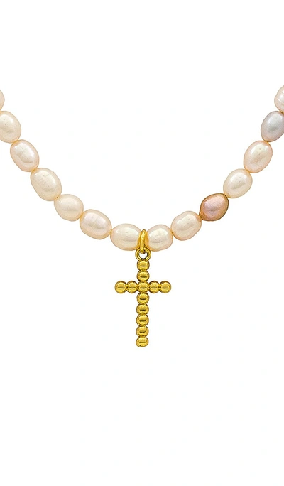 Shop Joy Dravecky Jewelry Rice Pearl & Cross Necklace In White