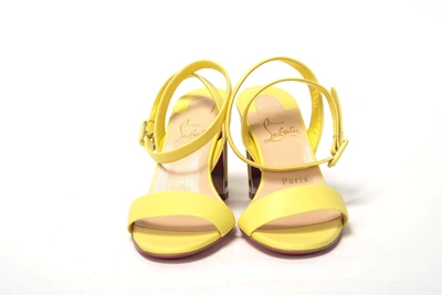 Shop Christian Louboutin Citronnade/nickel Tournikouna 55 Nappa Women's Sandal In Yellow