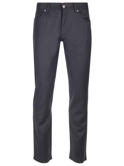 Shop Z Zegna Zegna Logo Patch Slim Cut Trousers In Blue