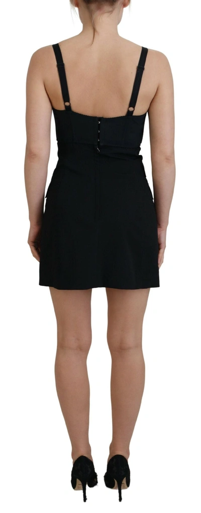 Shop Dolce & Gabbana Black Fit Wool Stretch Sheath Mini Women's Dress