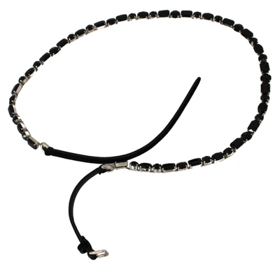 Shop Dolce & Gabbana Luxurious Black Crystal-embellished Leather Women's Belt