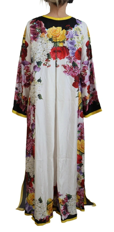 Shop Dolce & Gabbana Multicolor Ortensia Silk Long Kaftan Women's Dress