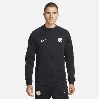 Shop Nike Chelsea Fc Academy Pro  Men's Full-zip Knit Soccer Jacket In Blue