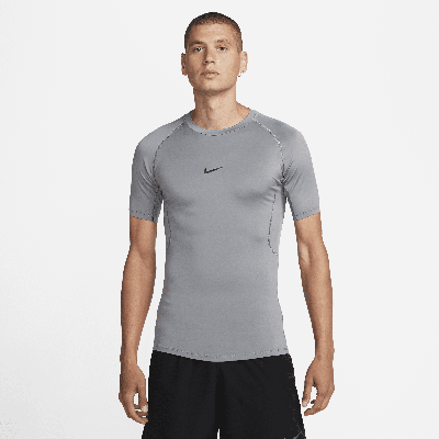 Nike Men's  Pro Dri-fit Tight Short-sleeve Fitness Top In Grey
