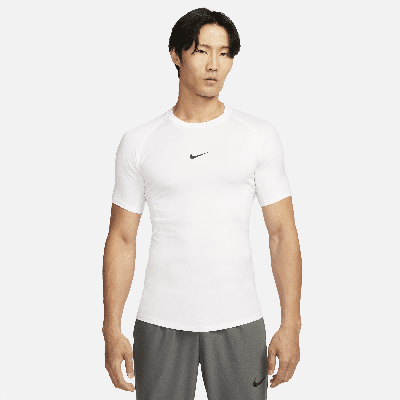 Nike Men's  Pro Dri-fit Tight Short-sleeve Fitness Top In White