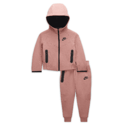 Shop Nike Sportswear Tech Fleece Full-zip Set Baby 2-piece Hoodie Set In Pink