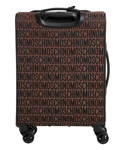 Shop Moschino Logo Suitcase In Brown