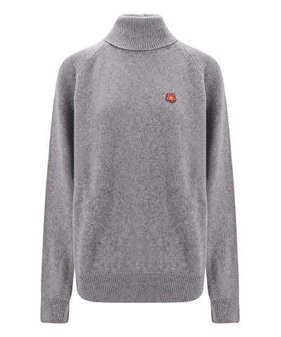Shop Kenzo Boke Flower Roll-neck Sweater In Grey
