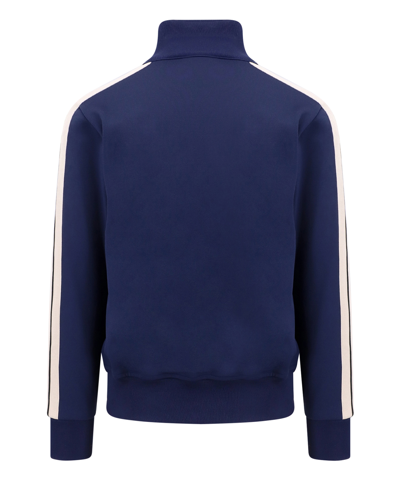 Shop Palm Angels Zip-up Sweatshirt In Blue