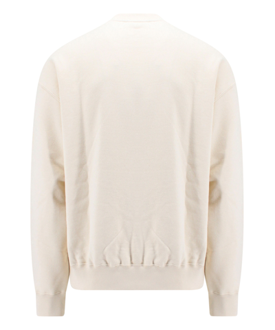 Jil Sander Logo Print Crewneck Sweatshirt In Beige