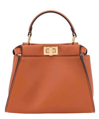Shop Fendi Peekaboo Handbag In Brown