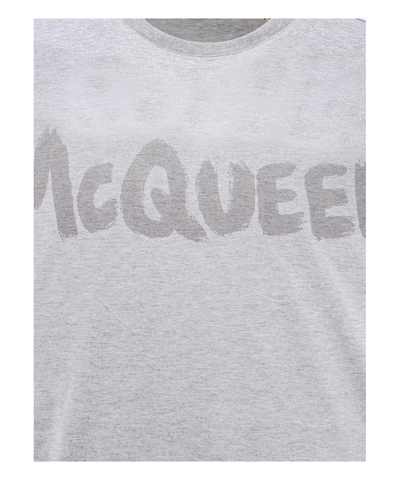 Shop Alexander Mcqueen Graffiti T-shirt In Grey