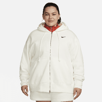 Shop Nike Women's  Sportswear Phoenix Fleece Oversized Full-zip Hoodie (plus Size) In White