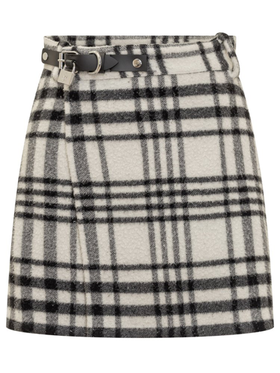 Shop Jw Anderson Padlock Detailed Checked Mini Skirt In Multi