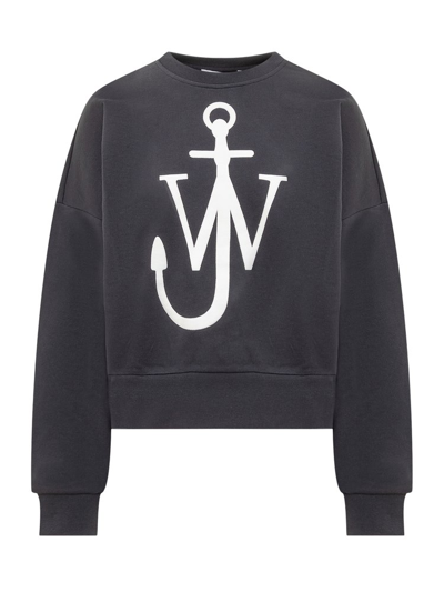 Shop Jw Anderson Logo Printed Crewneck Sweatshirt In Navy