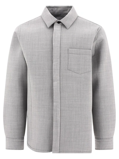 Shop Sacai "suiting Bonding" Overshirt In Grey