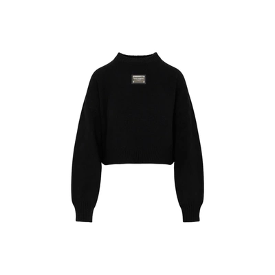 Shop Dolce & Gabbana Logo Metal Pullover Sweater In Black
