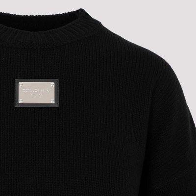 Shop Dolce & Gabbana Logo Metal Pullover Sweater In Black