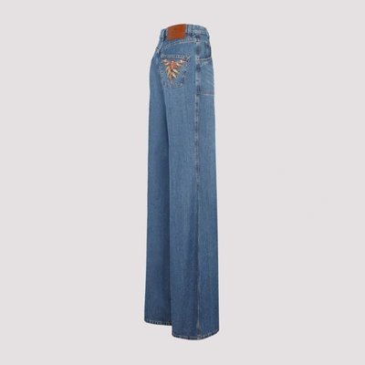 Shop Etro Wide Leg Denim Jeans In Blue