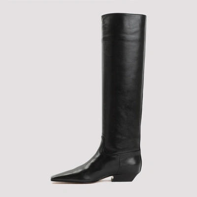 Shop Khaite Marfa Classic Flat Knee High Boot Shoes In Black
