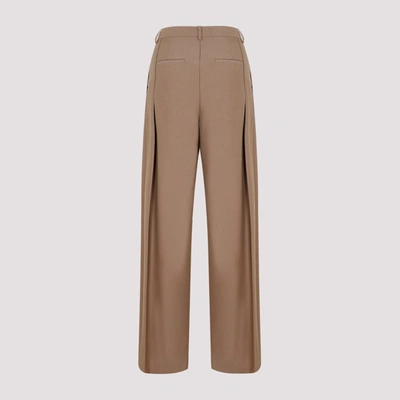 Shop Victoria Beckham Front Pleat Trousers Pants In Nude &amp; Neutrals