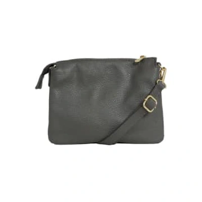 Shop Attic Womenswear Italian Leather Triple Section Crossbody Bag In Grey