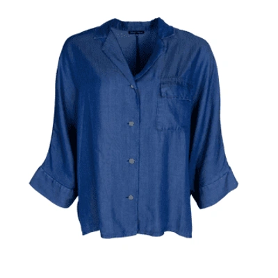 Shop Black Colour Blue Obi Tencel Shirt In Black