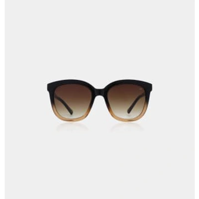 Shop A.kjaerbede Billy Sunglasses In Black / Brown Transparent