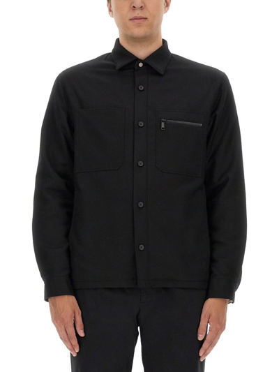 Shop Z Zegna Long Sleeved Shirt Jacket In Black
