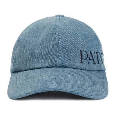 Patou Logo Denim Baseball Cap In Blue