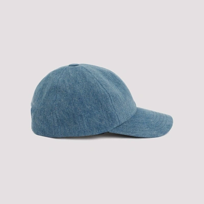 Patou Logo Denim Baseball Cap In Blue