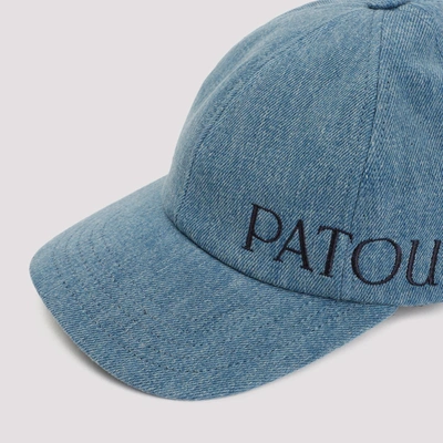 Patou Logo Denim Baseball Cap In Blue