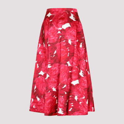 Shop Valentino Roses Skirt In Red