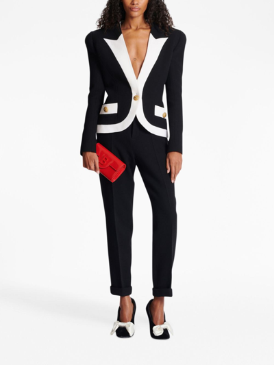 Shop Balmain Two-tone Crepe Blazer In Black