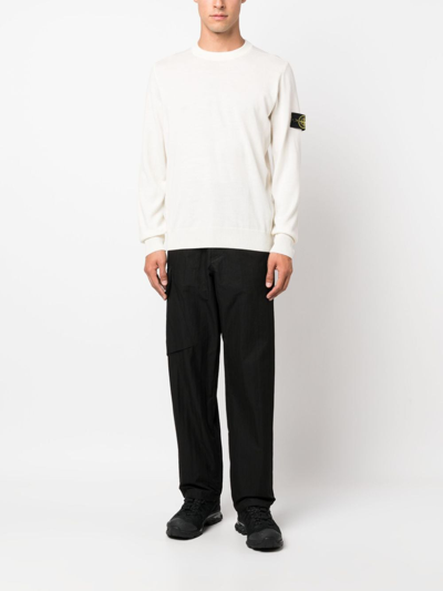 Stone Island Wool Blend Sweatshirt With Iconic Logo Patch And Timeless Design In Neutrals