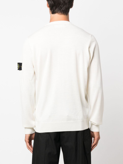 Shop Stone Island Compass-patch Virgin-wool Jumper In Neutrals