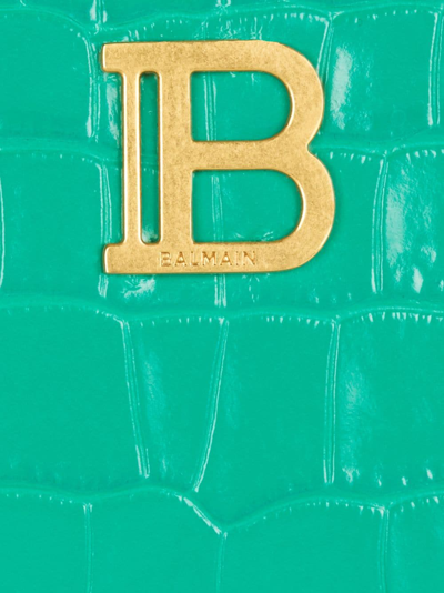 Shop Balmain Logo-plaque Zip-fastening Purse In Green