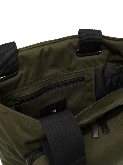 Shop Y-3 Zip-pocket Tote Bag In Green