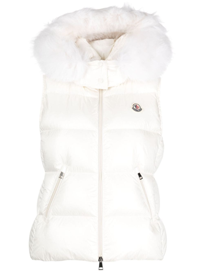 Shop Moncler Gallinule Hooded Padded Gilet In White